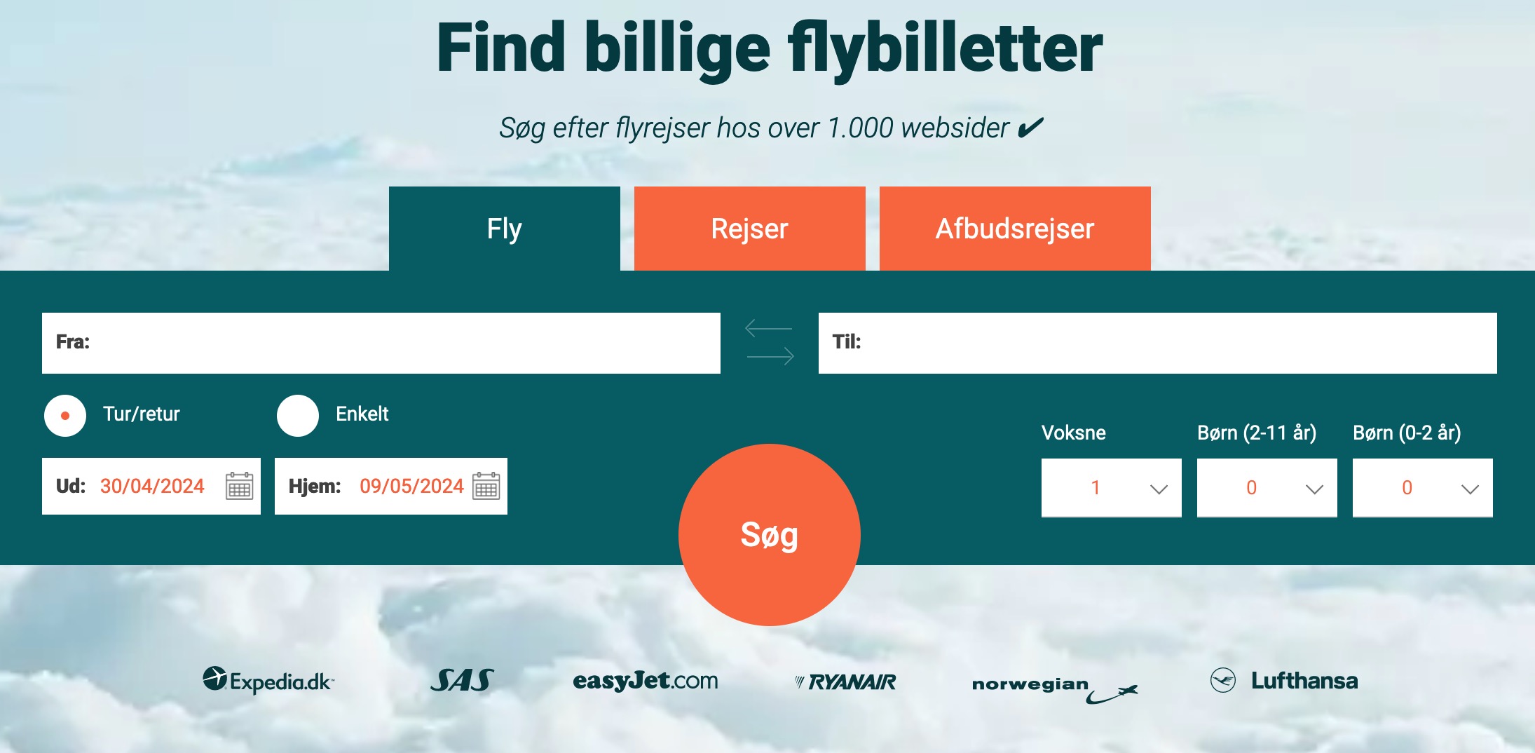 Rejsepriser.dk hjemmeside til at finde billige flybilletter