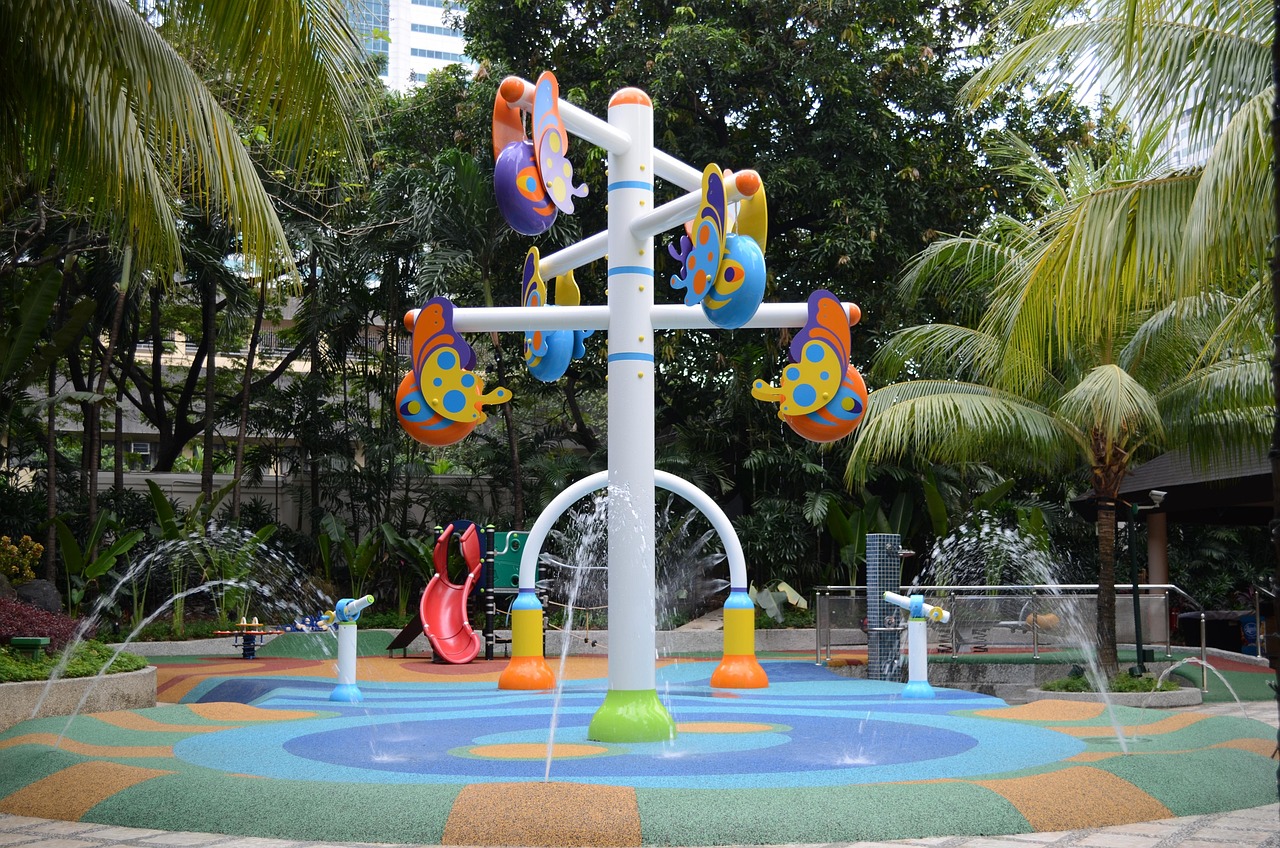 playground, children's playground, underwater playground, nature, water play, fun, summer